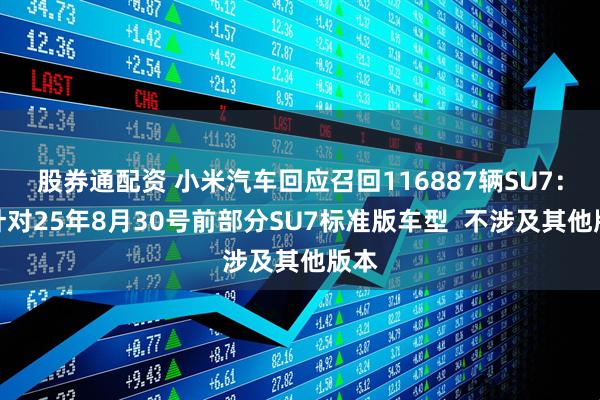 股券通配资 小米汽车回应召回116887辆SU7：仅针对25年8月30号前部分SU7标准版车型  不涉及其他版本
