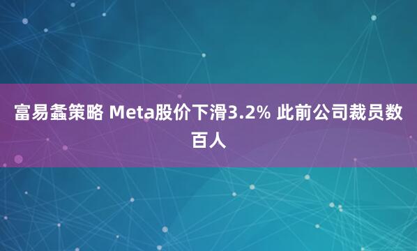 富易螽策略 Meta股价下滑3.2% 此前公司裁员数百人